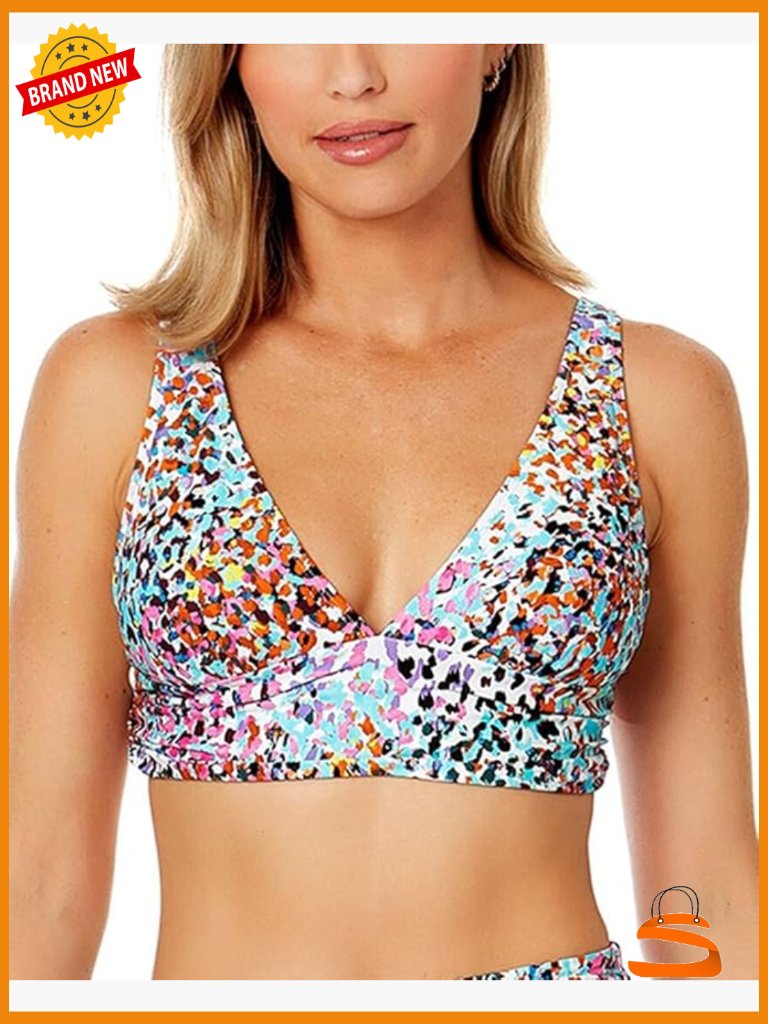 Large Shirred Bralette Bikini Top With Adjustable Straps Removable Cups